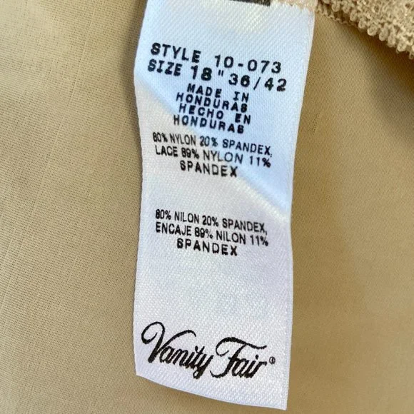 VANITY FAIR Nude Beige Fit Your Body Full Slip Nylon Spandex #10-073 18" 36/42 - Picture 7 of 7